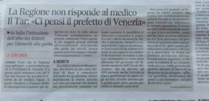 Sentenza Tar Veneto ottemperanza n. 1174 2023 visite patenti fonte Gazzettino