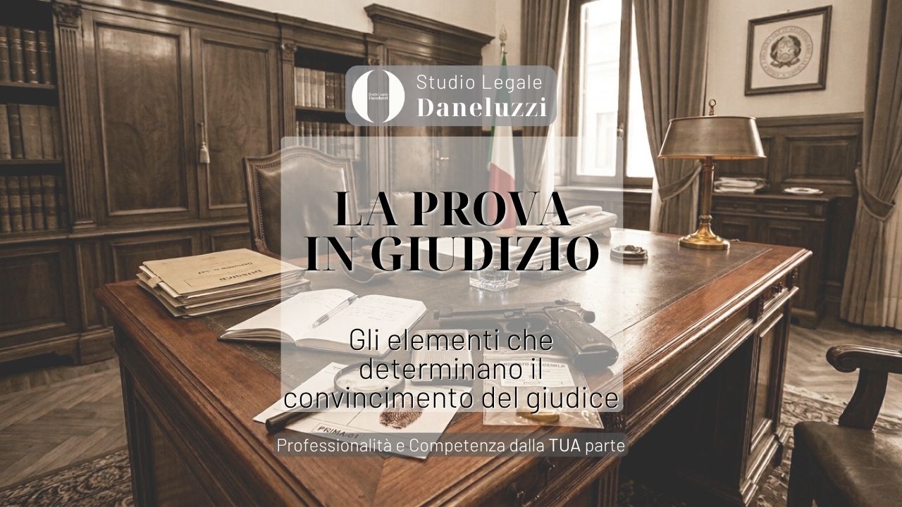 La prova ed i mezzi di prova - cosa è e gli elementi che determinano il convincimento del giudice - tavolo del magistrato in tribunale Studio Legale Daneluzzi